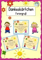 Vorschau - Bildkarten - Feriengruß - Danke für das Schuljahr mit dir - Deckblatt