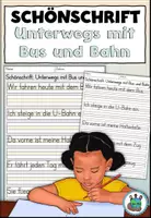 Vorschau - Arbeitsblätter - Übung Schönschrift "Unterwegs mit Bus und Bahn" Öffentliche Verkehrsmittel - DaZ / Deutsch Alphabetisierung - Deckblatt