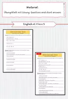 Vorschau - Arbeitsblätter - Übungsblatt mit Lösung: Questions and short answers - Deckblatt