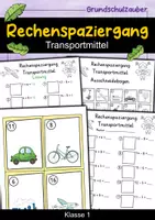 Vorschau - Mal- und Bastelvorlagen - Rechenspaziergang Klasse 1 ZR 20 - Transportmittel - Deckblatt
