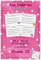Vorschau - Aufgabenkarten - Abschreibtexte Halloween mit Lineatur Druckschrift - Klasse 1 und 2 - Deckblatt