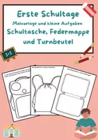Vorschau - Arbeitsblätter - Erste Schultage, Malvorlage und kleine Aufgaben, Schultasche, Federmappe und Turnbeutel - Deckblatt