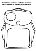 Vorschau - Arbeitsblätter - Erste Schultage, Malvorlage und kleine Aufgaben, Schultasche, Federmappe und Turnbeutel - Seite 1
