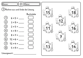 Vorschau - Arbeitsblätter - Rechenspuren Halloween ZR 20 mit ZÜ - Rechenspur 4-fach differenziert - Seite 3