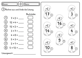 Vorschau - Arbeitsblätter - Rechenspuren Haustier ZR 20 - Rechenspur Kostenlos FREEBIE - Seite 1