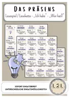 Vorschau - Spiele - Das Präsens - Ich habe - Wer hat ? (Lesespiel / Lesekette) - Deckblatt