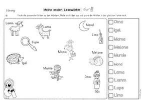 Vorschau - Arbeitsblätter - Lesen lernen erste Wörter, Klasse 1, Deutsch, DaZ, Lernwörter. - Seite 3