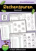 Vorschau - Arbeitsblätter - Rechenspuren Sommer ZR 20 mit ZÜ - Rechenspur 4-fach differenziert - Deckblatt