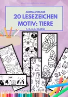 Vorschau - Arbeitsblätter - 20 Lesezeichen mit Motiv TIERE zum Ausmalen (Kunst Unterricht) - Deckblatt