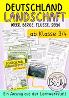 Vorschau - Arbeitsblätter - Deutschland (Landschaft: Gebirge, Flüsse, Seen, Meer) - Deckblatt