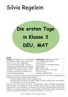 Vorschau - Arbeitsblätter - Die ersten Tage in Klasse 3 - Deckblatt