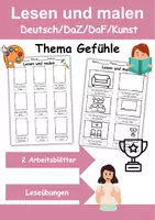 Vorschau - Arbeitsblätter - Gefühle Lesen und malen - Wortschatz Klasse 1 und 2 - Deckblatt
