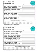 Vorschau - Arbeitsblätter - DmS: Koerper, Wörter in Sätzen üben, oben/unten - Seite 2