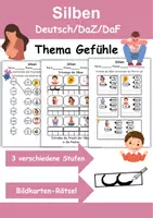 Vorschau - Arbeitsblätter - Silben Thema Gefühle - DaZ/DaF, Deutsch (Klasse 1 und 2) - Deckblatt