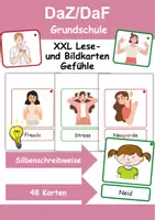 Vorschau - Arbeitsblätter - XXL Lesekarten/Bildkarten Gefühle Silben - DaZ/DaF, Deutsch (Grundschule) - Deckblatt