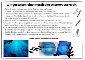 Vorschau - Stundenentwürfe - Kunstunterricht Tiefsee, Unterwasserwelt gestalten mit Wasserfarbe. - Seite 1