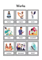 Vista previa - Tarjetas / Manipulativos - Works flashcards - Tarjetas profesiones en inglés - página 1