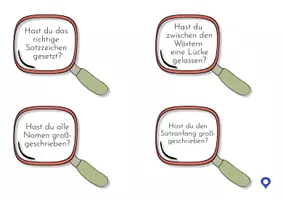 Vorschau - Bildkarten - Satz des Tages/Woche – Kontroll- und Verbesserungskarten im Lupendesign - Seite 1
