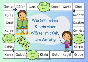 Vorschau - Spiele - Brettspiel Deutsch: Rechtschreibung Spiel G oder K am Anfang | harte und weiche Konsonanten - Unterricht, Förderstunde & Legasthenietraining - Seite 3