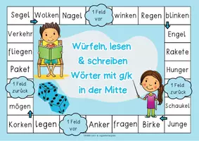 Vorschau - Spiele - Brettspiel Deutsch: Rechtschreibung Spiel G oder K in der Mitte | harte und weiche Konsonanten - Unterricht, Förderstunde & Legasthenietraining - Seite 3