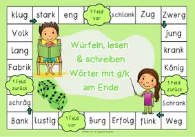 Vorschau - Spiele - Brettspiel Deutsch: Rechtschreibung Spiel G oder K am Ende | harte und weiche Konsonanten - Unterricht, Förderstunde & Legasthenietraining - Seite 3