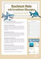 Vorschau - Arbeitsblätter - Sachtext Haie und Übungen Klasse 4/5 - Deckblatt