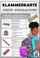 Vorschau - Stationenlernen - Klammerkarte "Meine Schulsachen" - Sprachgefühl - DaZ - Deckblatt