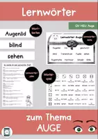 Vorschau - Arbeitsblätter - Lernwörter+Würfelspiel: Thema Auge - Deckblatt