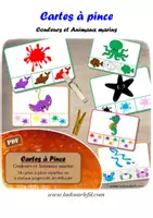 Aperçu - Apprentissages en autonomie - Cartes à pince - Couleurs et animaux marins - Page de couverture