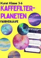 Vorschau - Arbeitsblätter - 45-Minuten-Kunst: Kaffeefilterplaneten (Malerei, Farbverlauf, Zufallstechnik) - Deckblatt