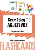 anteprima - Esercizi - Pacchetto di materiali – Flashcard in spagnolo (aggettivi, colori, luoghi, clima e animali) - Pagina 1