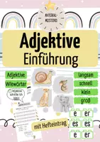 Vorschau - Arbeitsblätter - Adjektive Einführung - Bild- und Wortkarten, Hefteintrag - Deckblatt