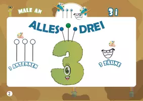 Vorschau - Arbeitsblätter - Die Zahl 3 spielerisch entdecken – Zahlen lernen mit den Alonies - Seite 2