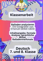 Vorschau - Klassenarbeiten - Balladen Klasse 7 Klassenarbeit mit editierbarer Version - Deckblatt