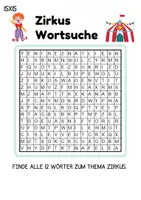 Vorschau - Arbeitsblätter - Wortsuchspiel/Wortsuche/Suchsel Zirkus (Grundschule) - 4 Varianten - Seite 2