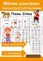 Vorschau - Arbeitsblätter - Wörter zuordnen Zirkus, Wortschatz - DaZ/DaF, Deutsch - Deckblatt
