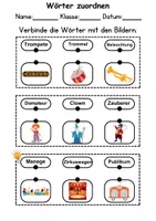 Vorschau - Arbeitsblätter - Wörter zuordnen Zirkus, Wortschatz - DaZ/DaF, Deutsch - Seite 2