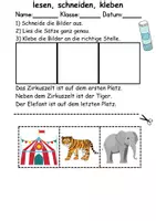Vorschau - Arbeitsblätter - Zirkus Leserätsel - Lesen, schneiden, kleben - DaZ/DaF, Deutsch, Sachunterricht - Seite 1