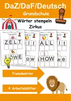 Vorschau - Arbeitsblätter - Zirkus Wörter stempeln - DaZ/DaF, Deutsch (Grundschule) - Deckblatt