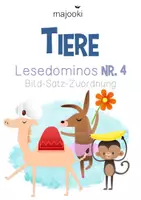 Vorschau - Spiele - Lesedominos Klasse 1 - Lesedominos Klasse 2 - TIERE 4 - 3-fach differenziert - Lesedomino für die Bild-Satz-Zuordnung - Lesedomino Klasse 1 - Lesedomino Klasse 2 - Freiarbeitsmaterial Deutsch - Freiarbeit Deutsch - Deckblatt