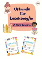 Vorschau - Arbeitsblätter - Lese-Urkunde für den Lesekönig/ die Lesekönigin - Deckblatt