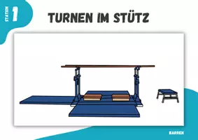 Vorschau - Stationenlernen - Turnen ⎮ Barren - Turnen im Stütz (14 Stationskarten für den Sportunterricht) - Seite 1
