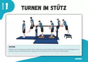 Vorschau - Stationenlernen - Turnen ⎮ Barren - Turnen im Stütz (14 Stationskarten für den Sportunterricht) - Seite 3