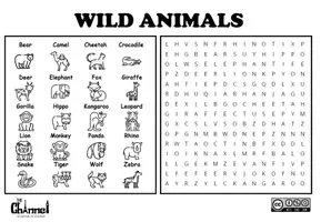 Vista previa - Hojas de trabajo - WILD ANIMALS – Word Search (20 Words) - página 2