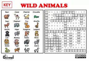 Aperçu - Feuilles d'exercices - WILD ANIMALS – Word Search (20 Words) - Page 3