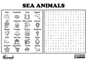 Aperçu - Feuilles d'exercices - SEA ANIMALS – Word Search (20 Words) - Page 2