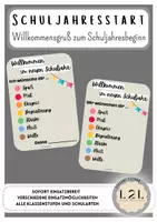 Vorschau - Mal- und Bastelvorlagen - Willkommensgruß für das neue Schuljahr - Schokolinsen, Süßigkeiten, Geschenkanhänger - Deckblatt