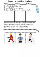 Vorschau - Arbeitsblätter - Berufe Leserätsel - Lesen, schneiden, kleben - DaZ/DaF, Deutsch, Sachunterricht - Seite 1