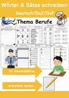 Vorschau - Arbeitsblätter - Berufe Wörter und Sätze schreiben DaZ/DaF, deutsch - Deckblatt
