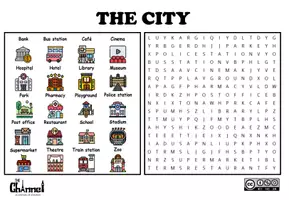 Vista previa - Hojas de trabajo - THE CITY – Word Search (20 Words) - página 1